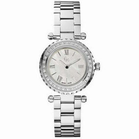 Guess Women's Watch - Mini Chic Quartz White Mop Dial Silver Bracelet | X70105L1S