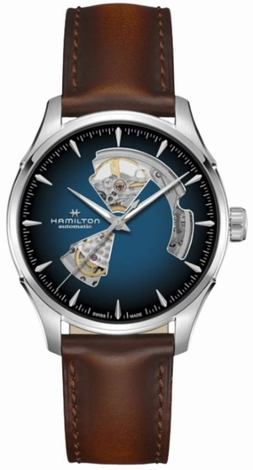 Hamilton Jazzmaster Open Heart Automatic Blue Dial Brown Leather Strap Men's Watch H32675540
