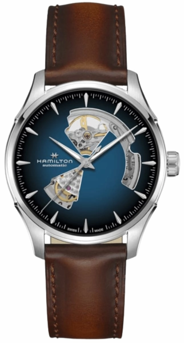 Hamilton Jazzmaster Open Heart Automatic Blue Dial Brown Leather Strap Men's Watch H32675540