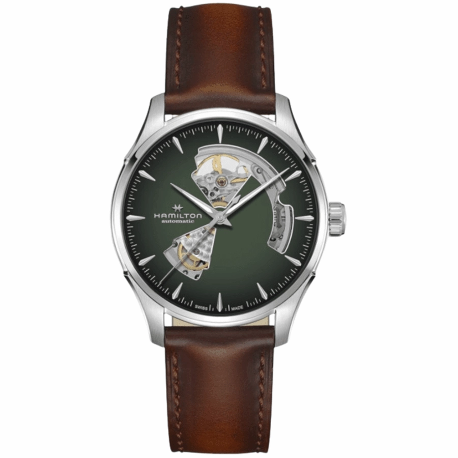 Hamilton Jazzmaster Open Heart Automatic Green Dial Brown Leather Strap Men's Watch H32675560