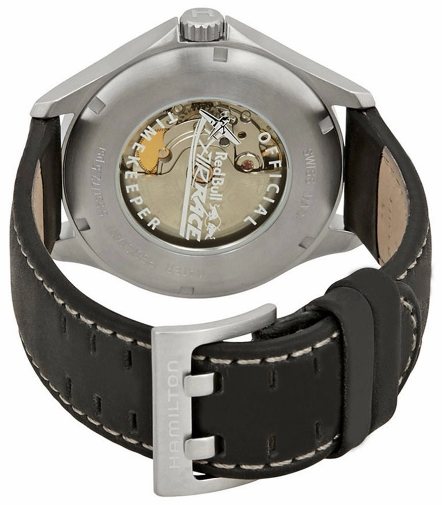 Hamilton Khaki Aviation Air Race Stainless Steel Automatic Steel Dial Black Leather Strap Mens Watch Date H76525751