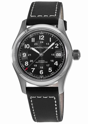 Hamilton Khaki Field Auto 38MM Black Dial Leather Strap Men's Watch H70455733