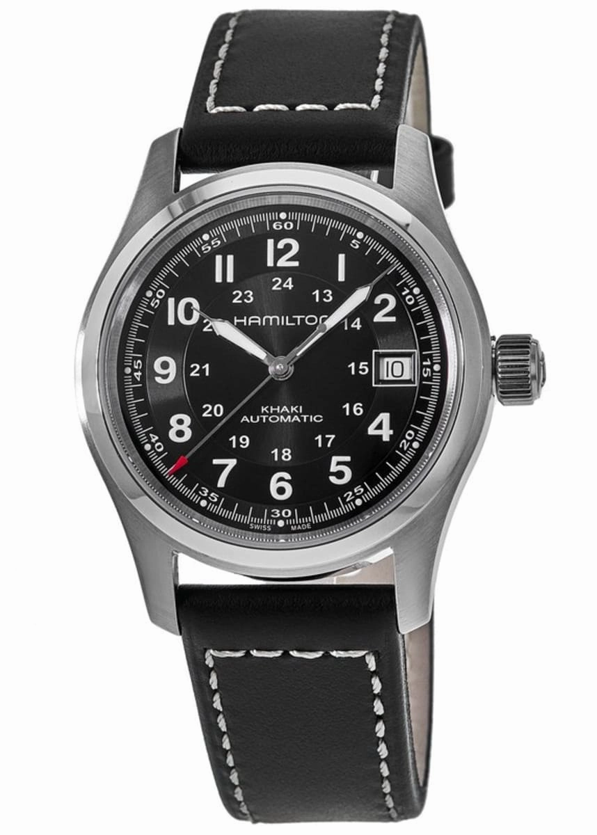 Hamilton Khaki Field Auto 38MM Black Dial Leather Strap Men's Watch H70455733
