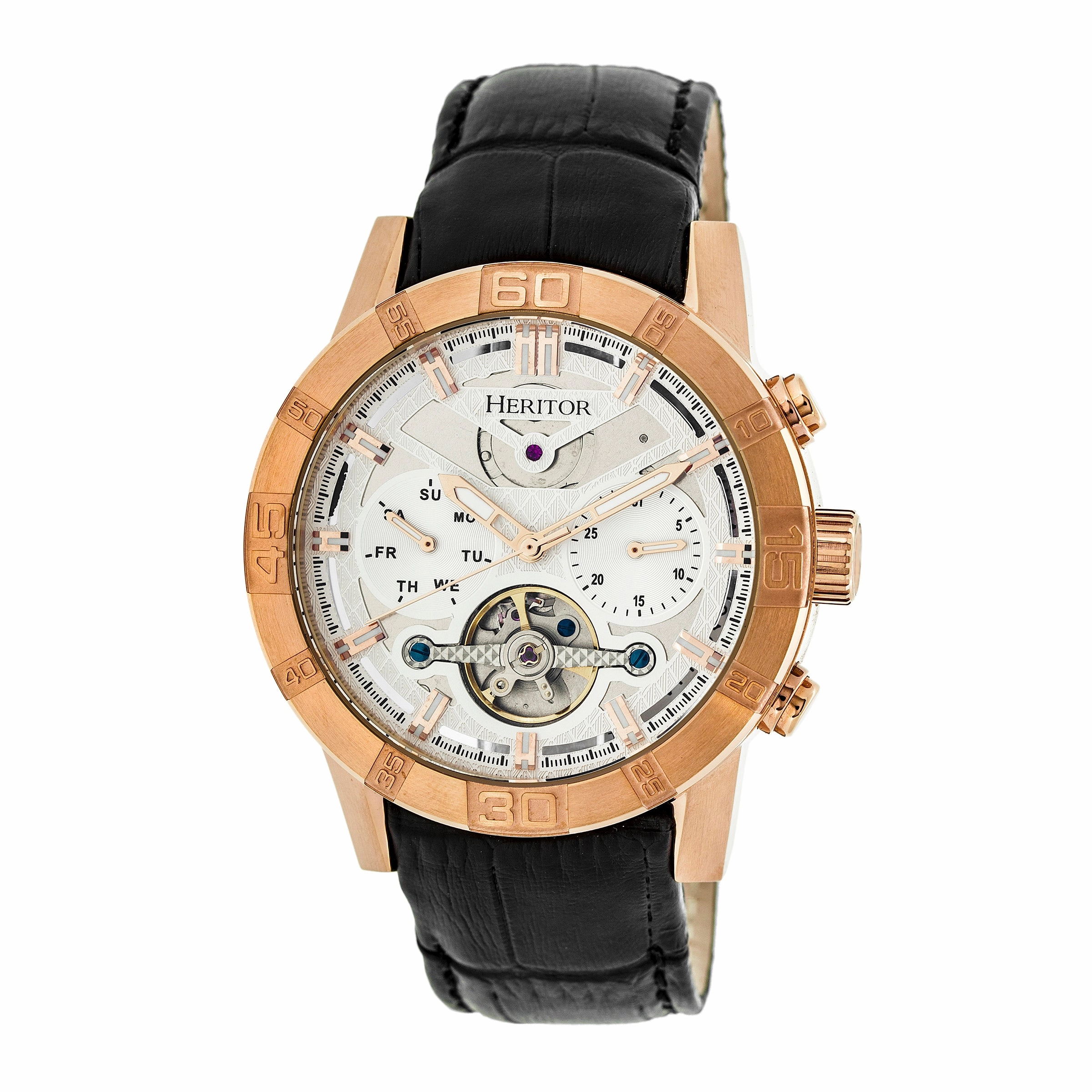 Hannibal Semi-Skeleton Leather-Band Watch