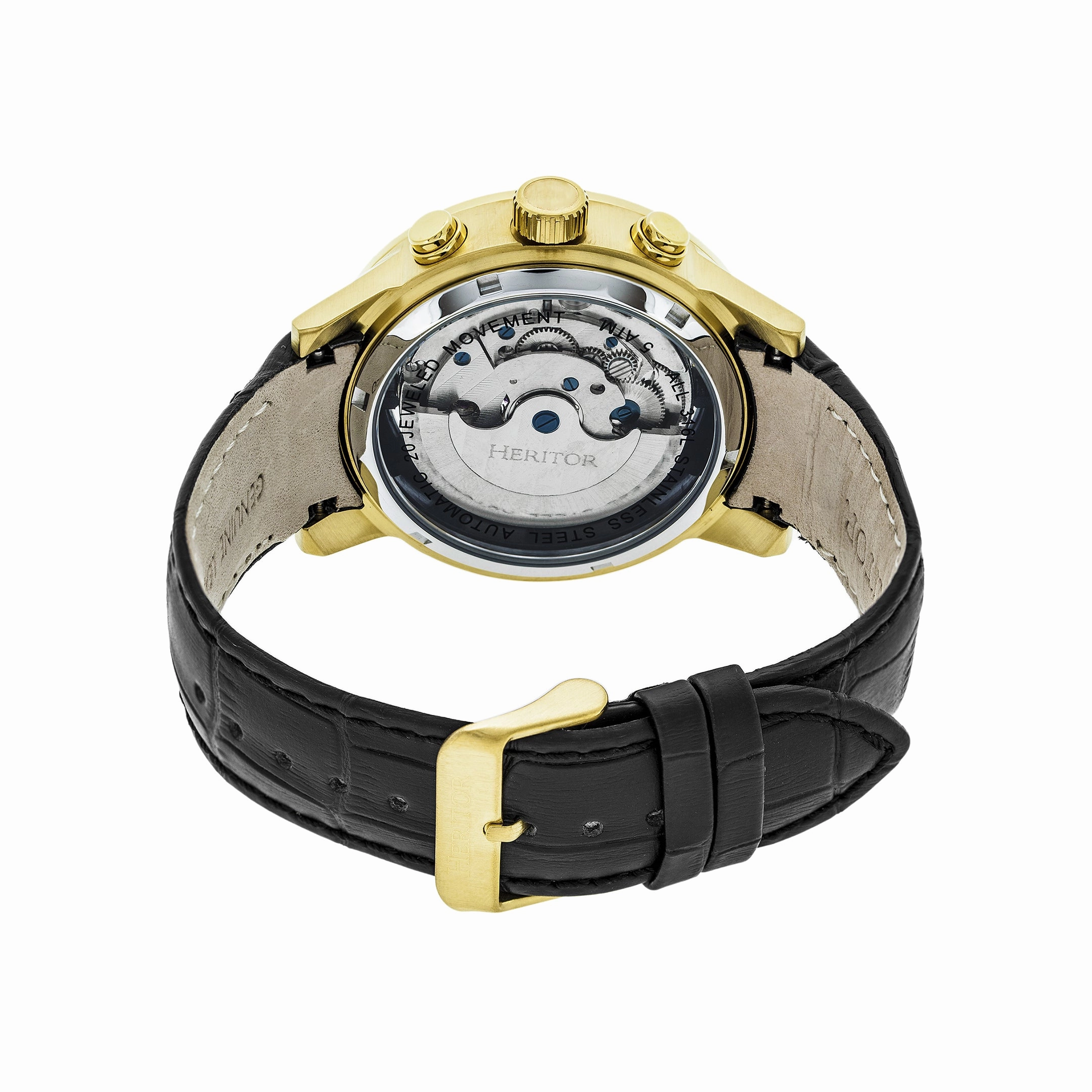 Hannibal Semi-Skeleton Leather-Band Watch