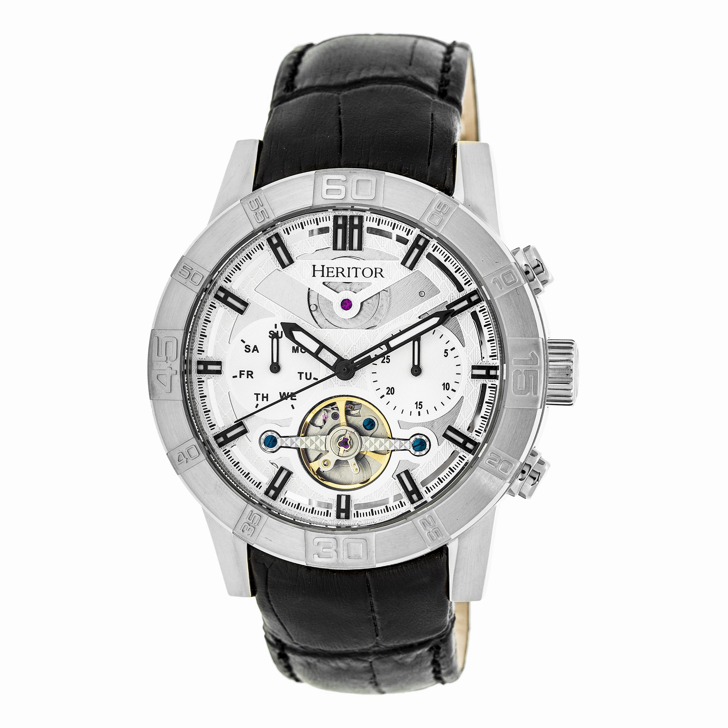 Hannibal Semi-Skeleton Leather-Band Watch