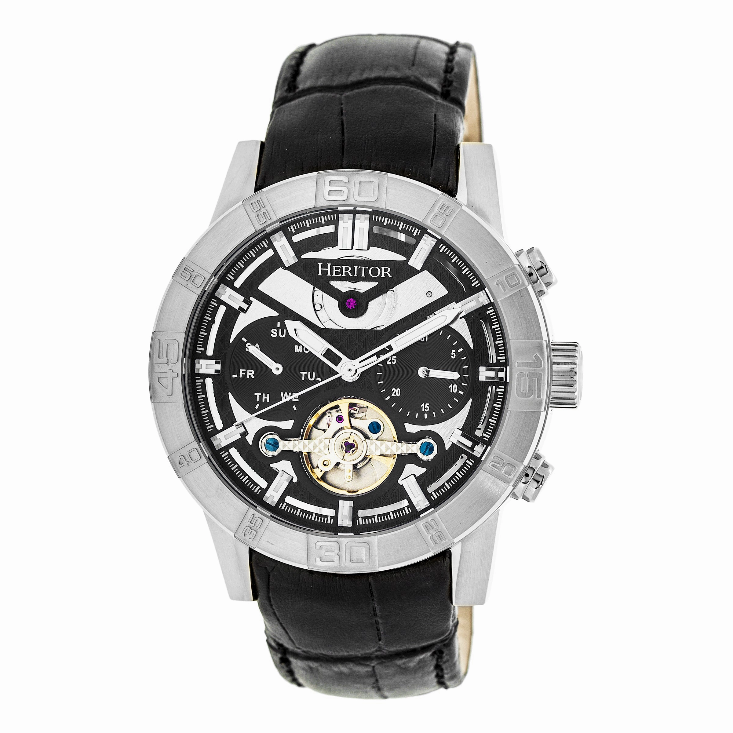 Hannibal Semi-Skeleton Leather-Band Watch