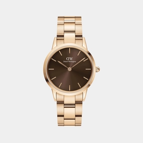 Iconic Women's Brown Analog Stainless Steel Watch DW00100462