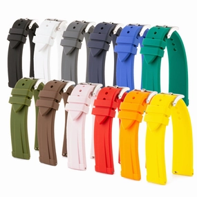 Interchangeable rubber watch band (black, grey, blue, green, kaki, brown...)