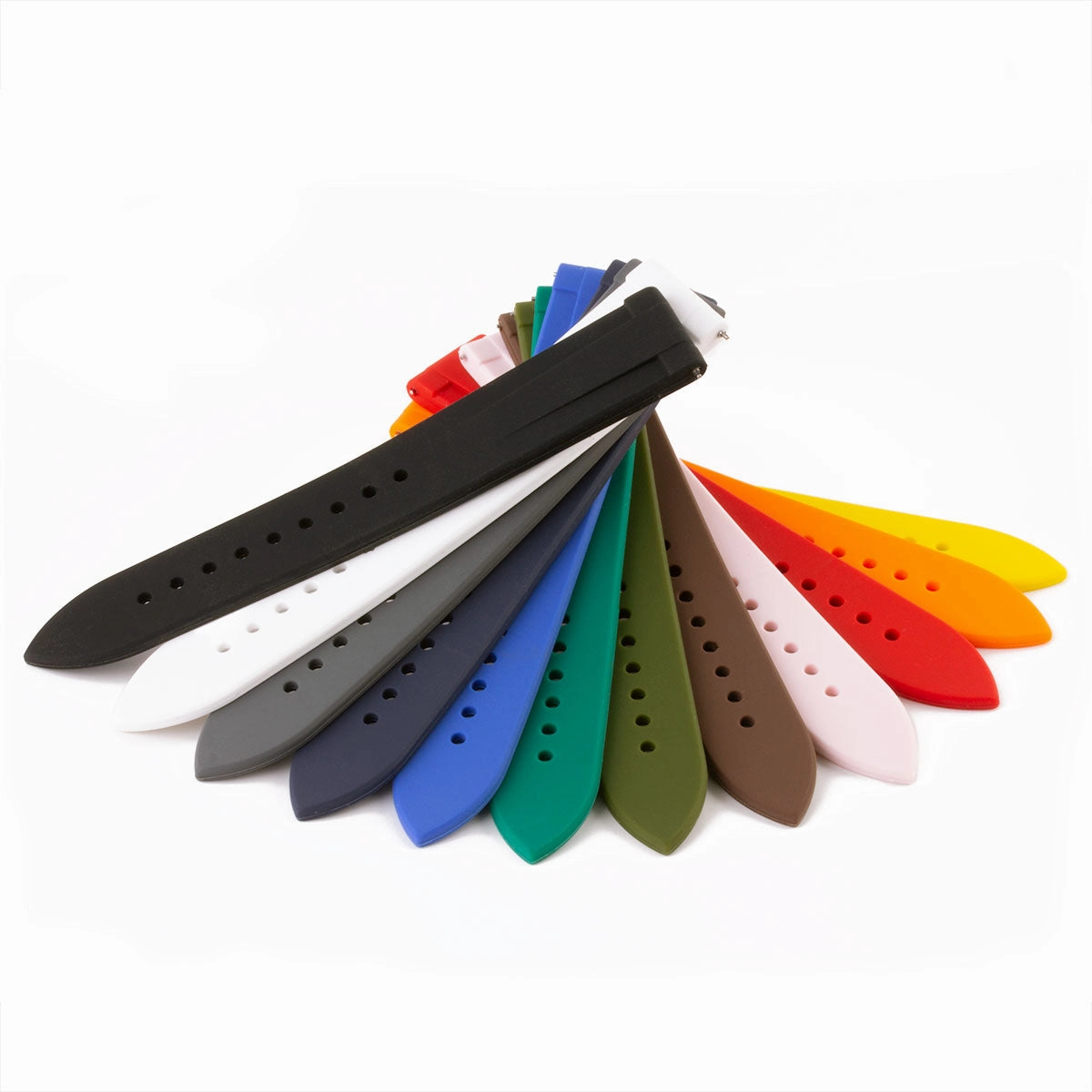 Interchangeable rubber watch band (black, grey, blue, green, kaki, brown...)