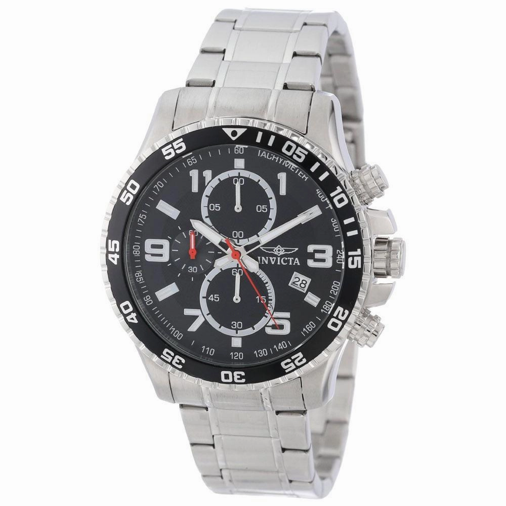 Invicta 14875 Men's Steel Bracelet Quartz Specialty Chrono Black Dial Date Watch