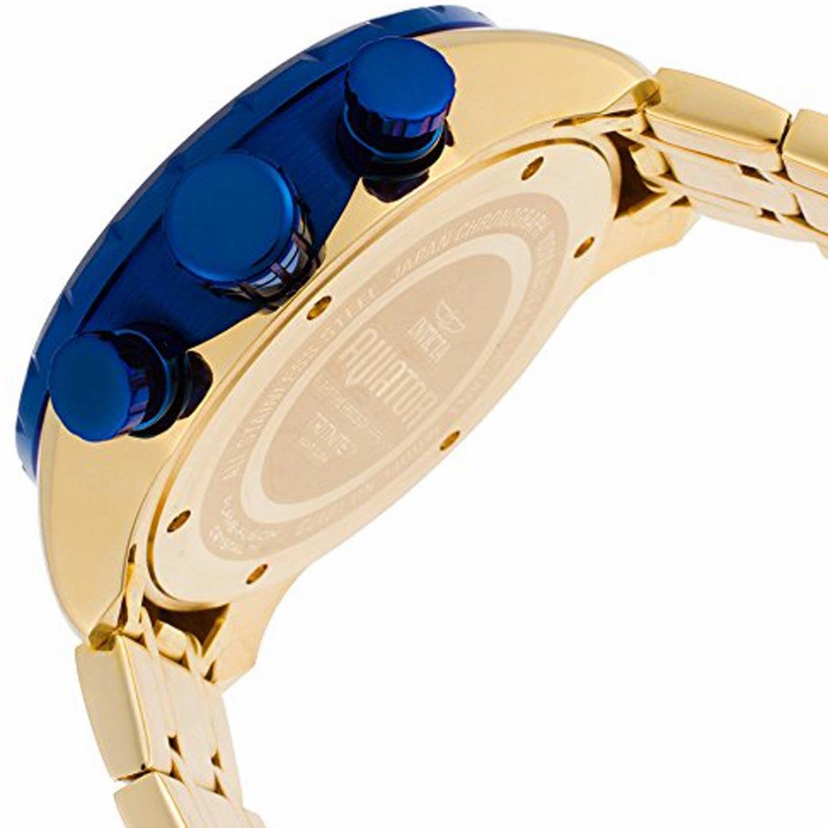 Invicta 19173 Men's Yellow Steel Bracelet Quartz Aviator Chrono Blue Dial Compass Watch