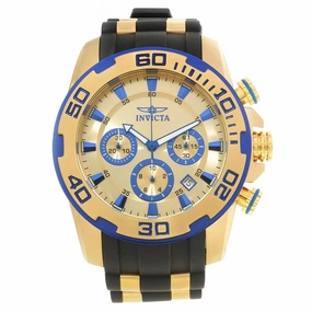 Invicta 22308 Men's Pro Diver Chronograph Gold Dial Yellow Gold Steel & Silicone Strap Watch