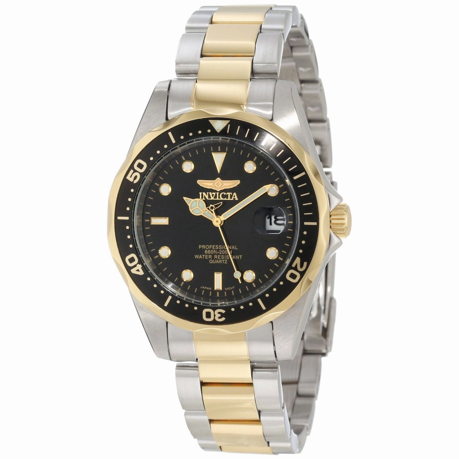 Invicta 8934 Men's Two Tone Yellow Steel Bracelet Quartz Pro Diver