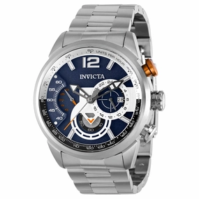 Invicta Men's Chronograph Watch - Aviator Quartz Blue and Silver Dial Bracelet | 39660