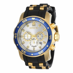 Invicta Men's Chronograph Watch - Pro Diver Silver Dial Steel & Rubber Strap | 17880