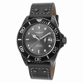 Invicta Men's Grey Leather Strap Watch - Pro Diver Quartz Grey Dial Dive | 22077