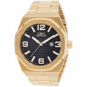Invicta Men's Quartz Watch - Huracan Black Dial Yellow Gold Bracelet | 45783