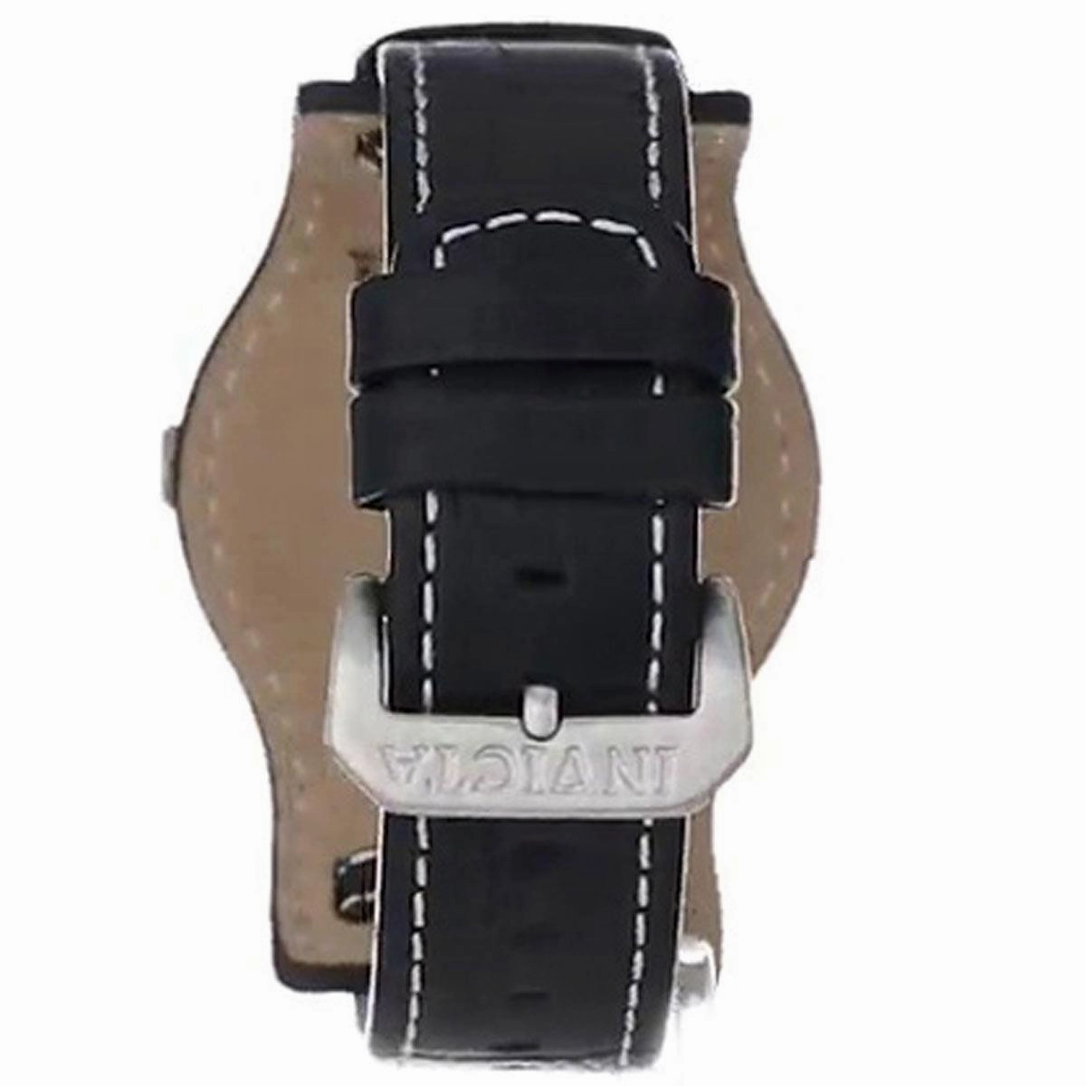 Invicta Men's Quartz Watch - I-Force Black Dial Silver Tone Case Leather Strap | 12975