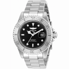 Invicta Men's Quartz Watch - Pro Diver Black Dial Stainless Steel Bracelet | 34022