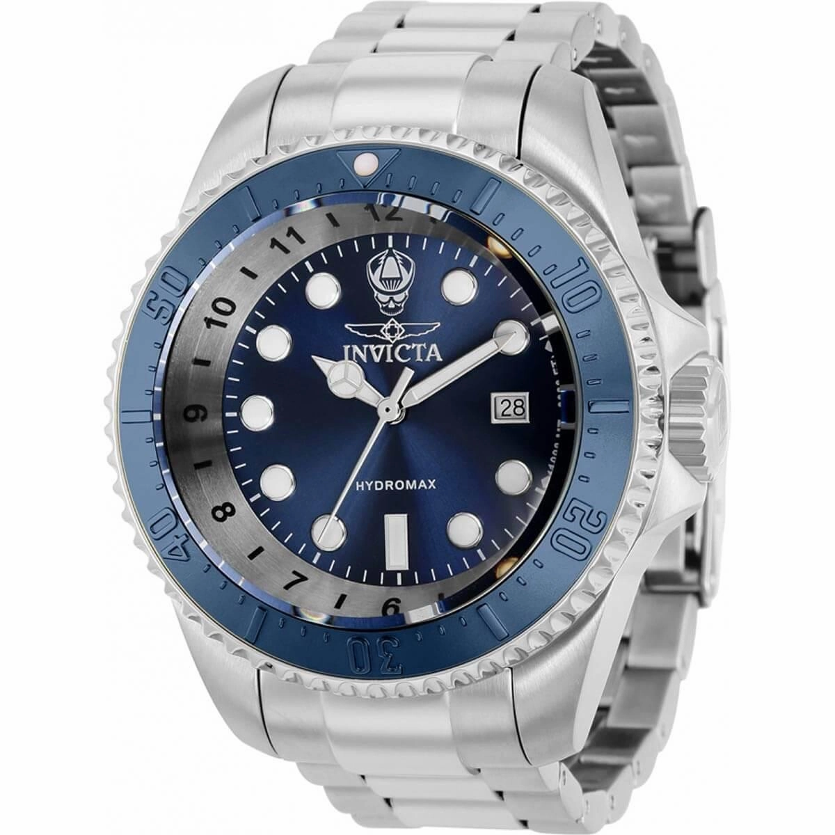 Invicta Men's Swiss Quartz Watch - Hydromax Date Blue and Silver Dial Bracelet | 38019