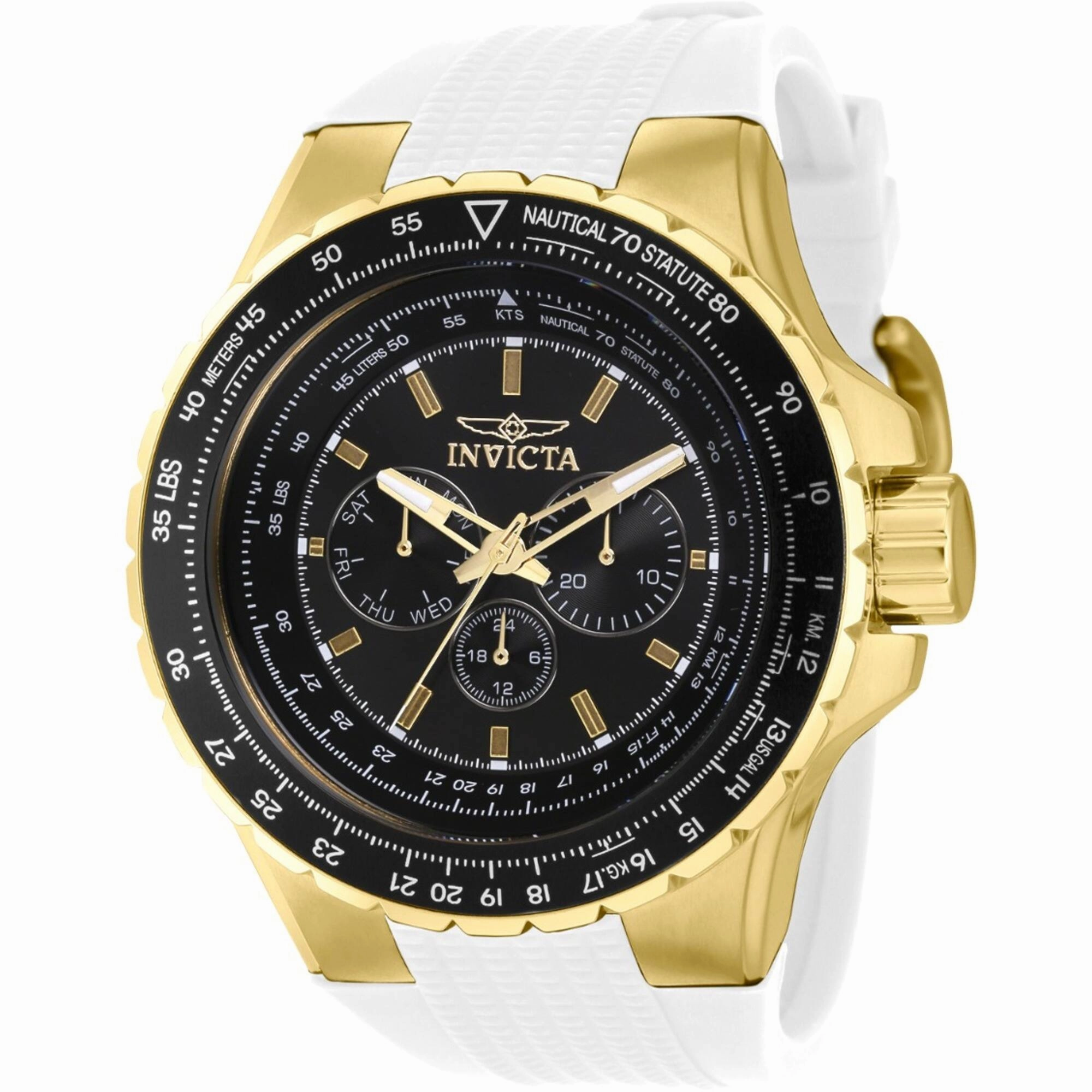 Invicta Men's Watch - Aviator Chronograph Black Dial White Silicone Strap | 39312
