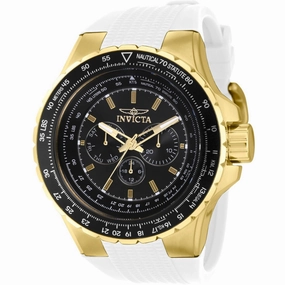 Invicta Men's Watch - Aviator Chronograph Black Dial White Silicone Strap | 39312