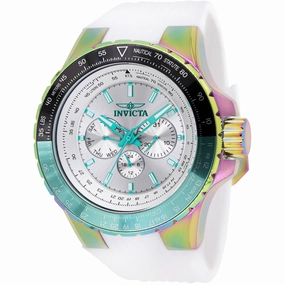 Invicta Men's Watch - Aviator Chronograph Silver Dial White Silicone Strap | 44611