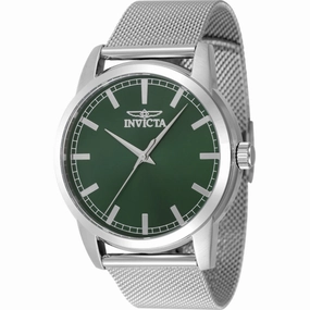 Invicta Men's Watch - Celestial Quartz Green Dial Silver Tone Mesh Bracelet | 48507