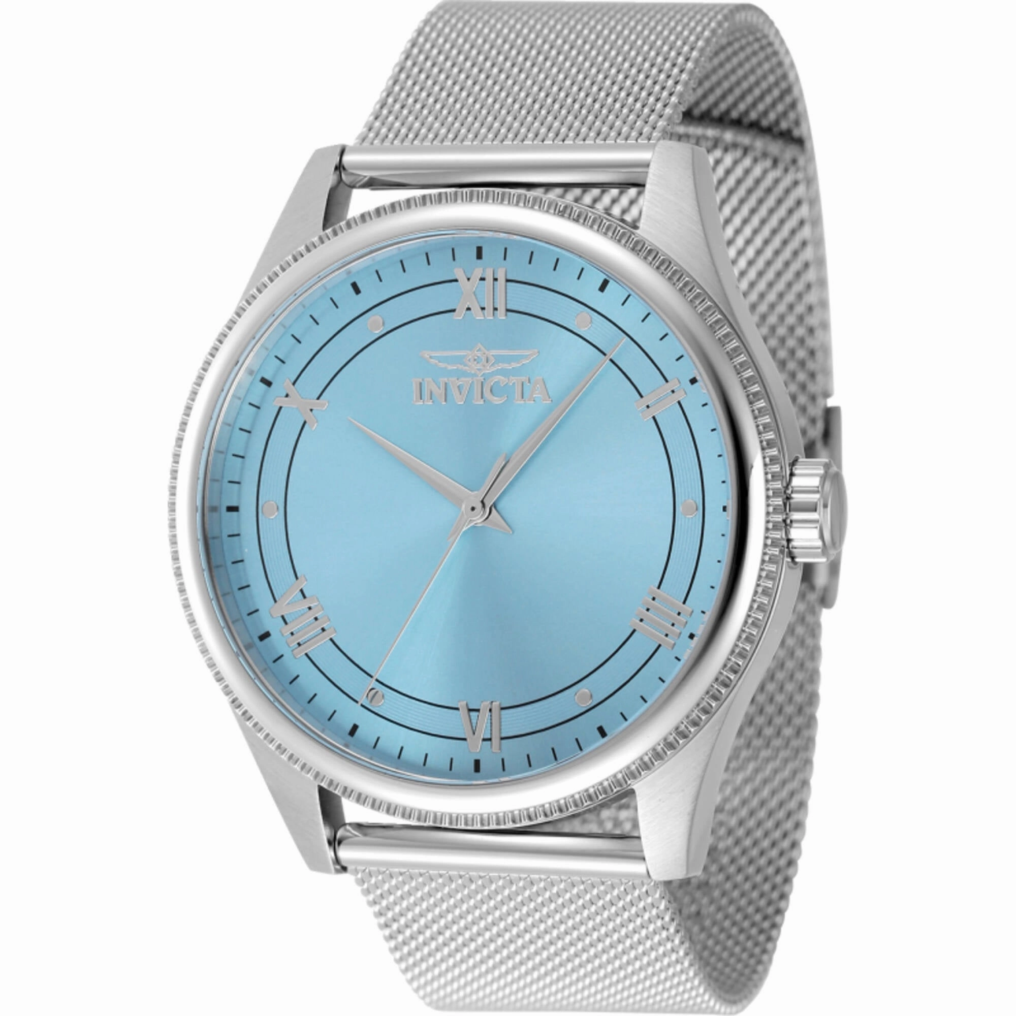 Invicta Men's Watch - Celestial Quartz Light Blue Dial Silver Tone Mesh Bracelet | 48483