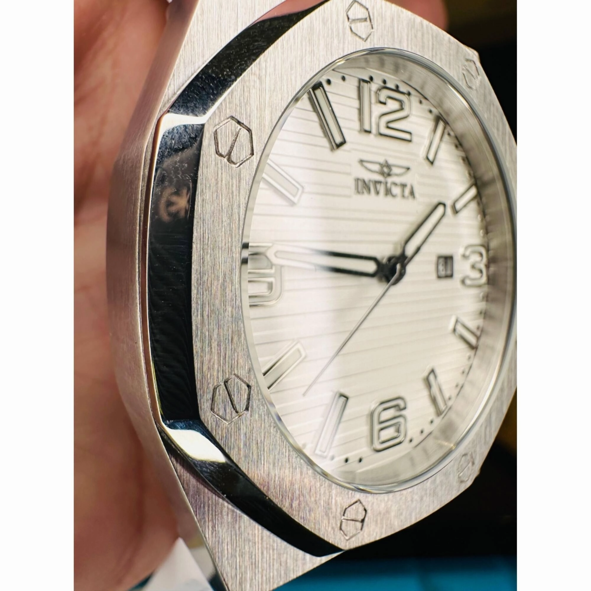 Invicta Men's Watch - Huracan Quartz Silver Tone Dial White Silicone Strap | 45774