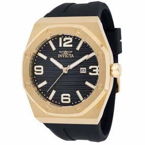 Invicta Men's Watch - Huracan Yellow Gold Case Black Dial Silicone Strap | 45776