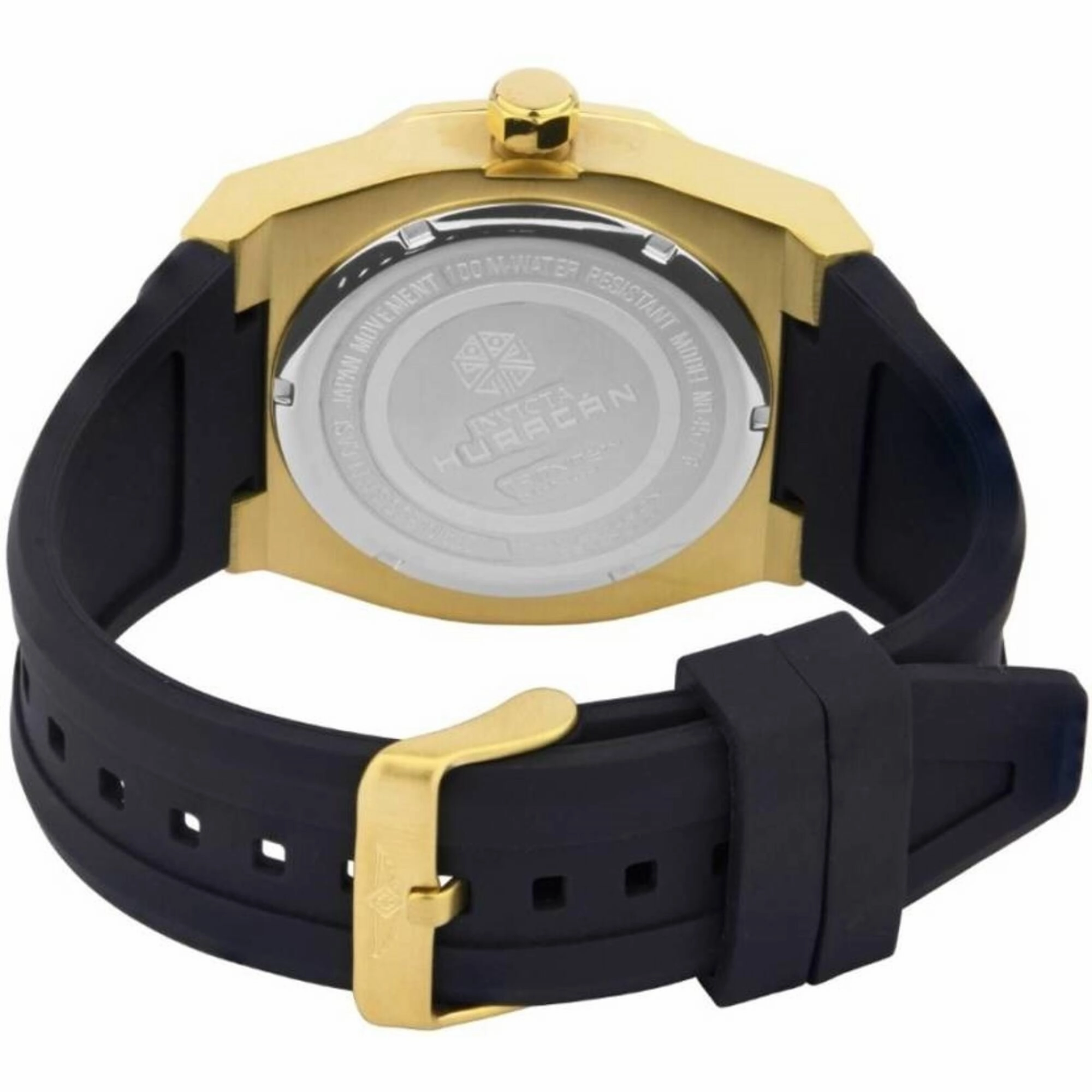 Invicta Men's Watch - Huracan Yellow Gold Case Black Dial Silicone Strap | 45776