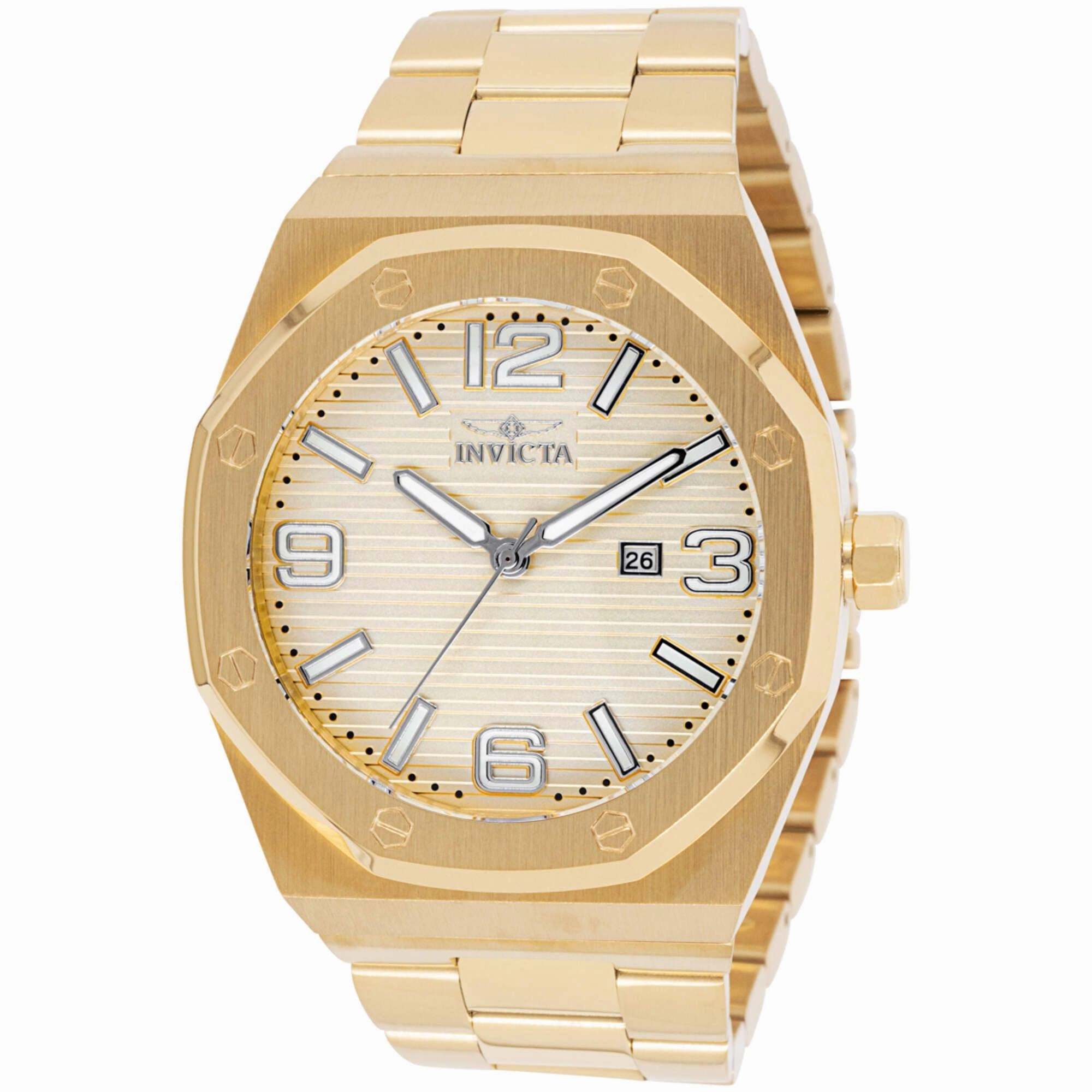 Invicta Men's Watch - Huracan Yellow Gold Plated Stainless Steel Bracelet | 45782