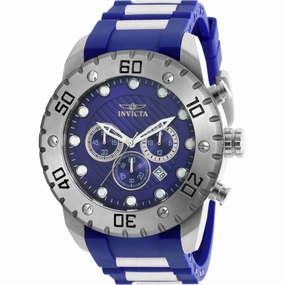 Invicta Men's Watch - Pro Diver Scuba Chrono Steel and Blue Silicone Strap | 20277