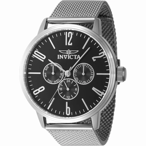 Invicta Men's Watch - Specialty Quartz Black Dial Silver Steel Mesh Bracelet | 47597