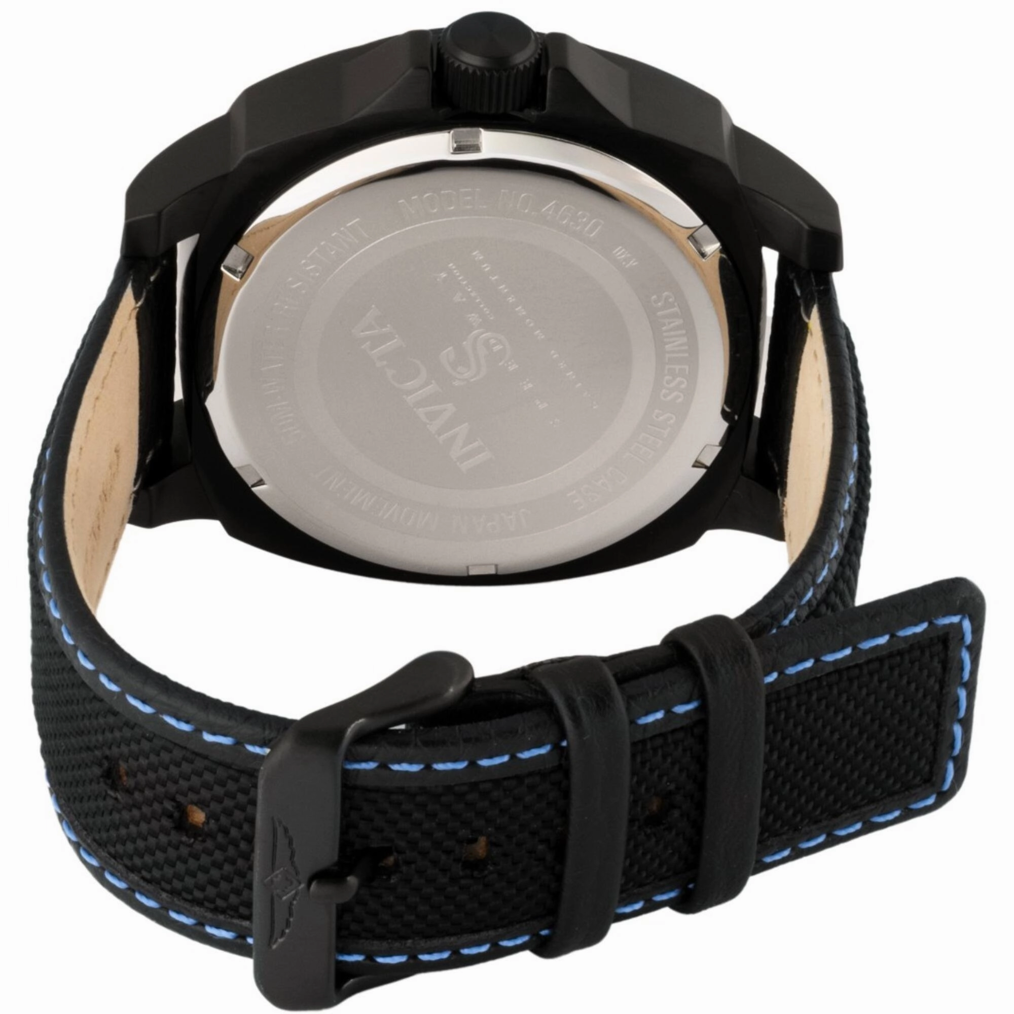 Invicta Men's Watch - Speedway Quartz Black Dial Nylon and Leather Strap | 46307