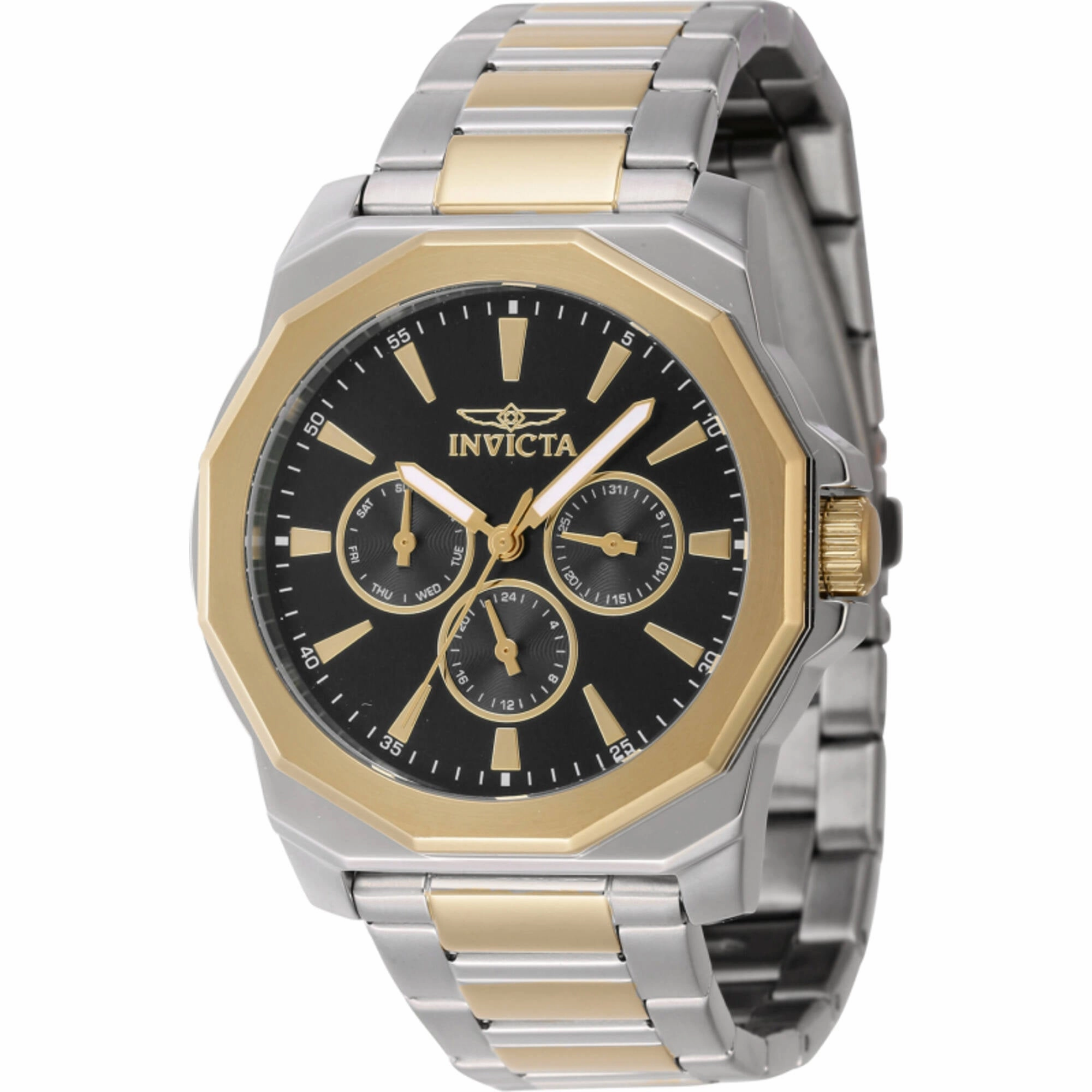 Invicta Men's Watch - Speedway Quartz Black Dial Two Tone Steel Bracelet | 46845