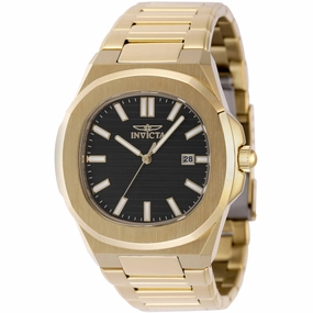 Invicta Men's Watch - Speedway Quartz Black Dial Yellow Gold Bracelet | 48516