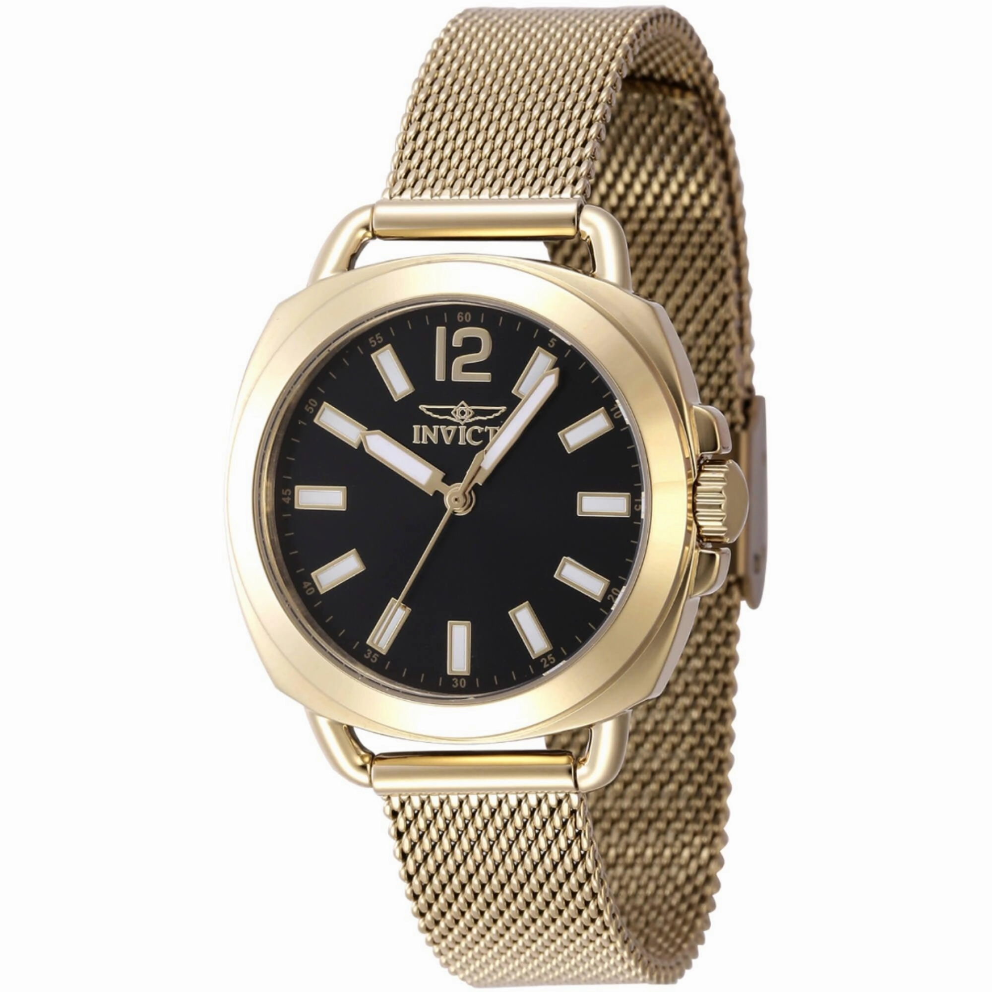 Invicta Women's Watch - Wildflower Black Dial Yellow Gold Mesh Bracelet | 47324