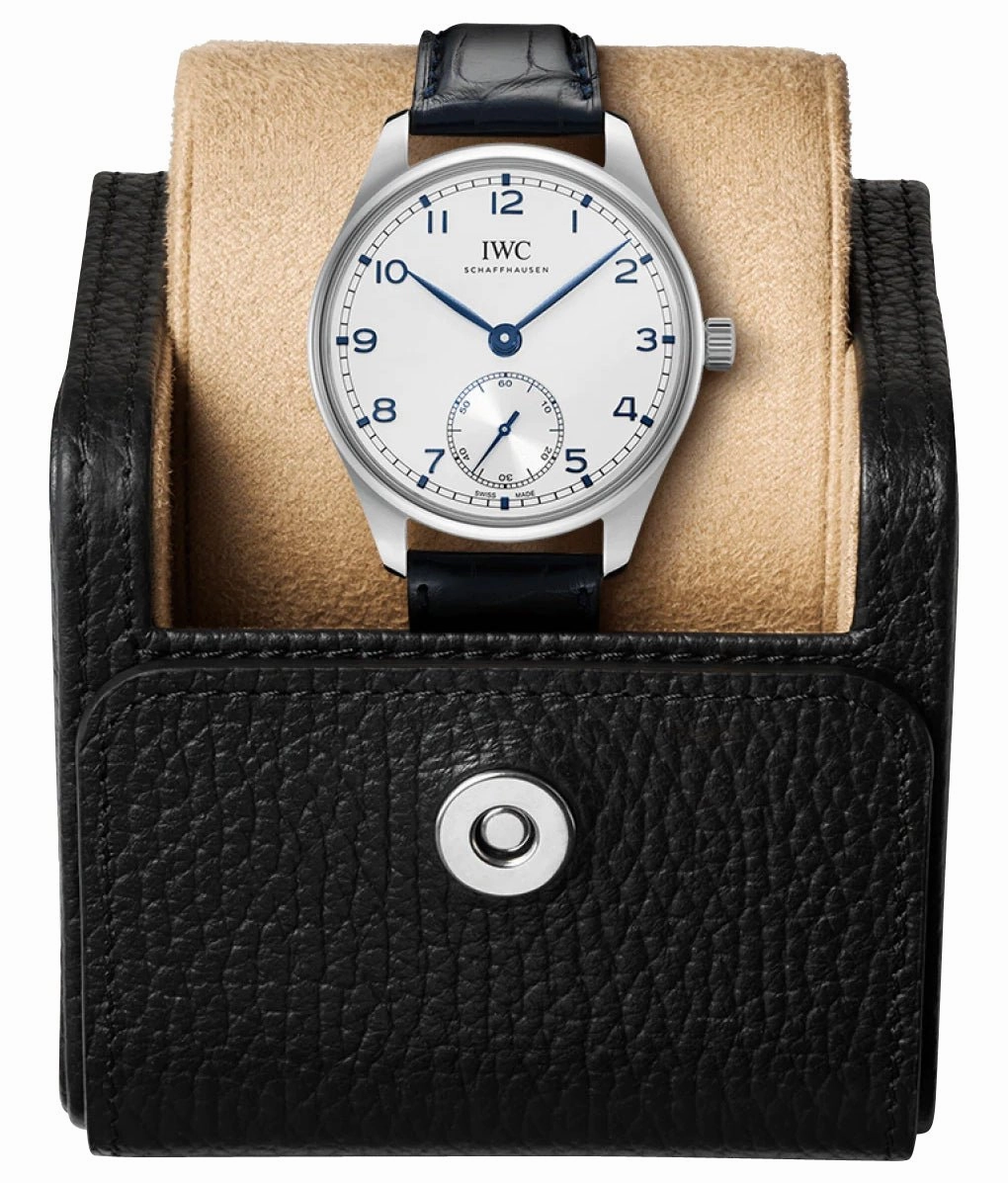IWC Portugieser Automatic Stainless Steel Silver-Tone Dial Blue Leather Strap Mens Watch IW358304