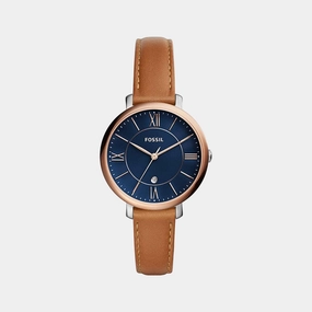 Jacqueline Women Quartz Blue Dial Analog Leather Watch ES4274