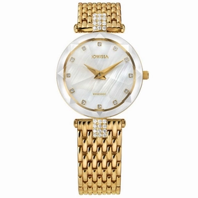 Jowissa Women's Watch - Facet Strass White MOP Dial Yellow Steel Bracelet | J5.633.M
