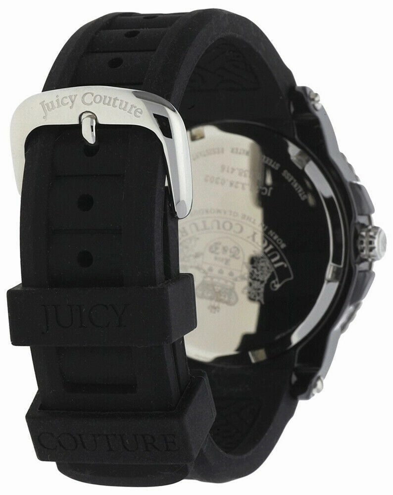 Juicy Couture Pedigree Black Ceramic & Steel Case Quartz Black Dial Black Rubber Women's Watch Day Date 1900754