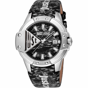 Just Cavalli Women's Watch - Scudo Quartz Black Dial Leather Strap | JC1G260L0025