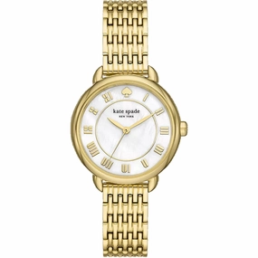 Kate Spade Women's Watch - Lily Avenue White MOP Dial Yellow Gold Bracelet | KSW1823