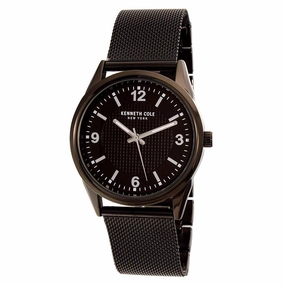 Kenneth Cole 10030782 Men's Black Steel Mesh Bracelet Quartz Classic