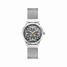 Ladies watch with dragonflies and stones silver (33 mm)