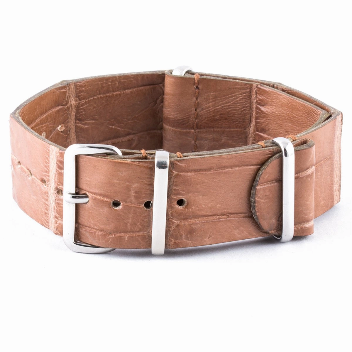 Leather 100% Wild nato strap - Wild alligator (black, brown, blue, grey...)