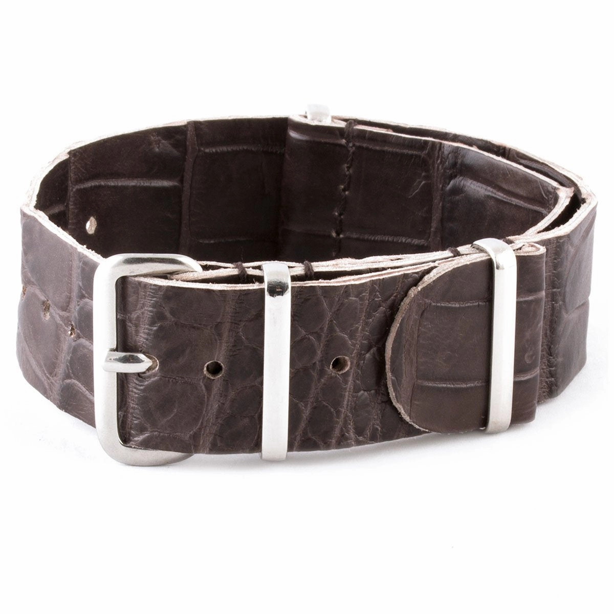 Leather 100% Wild nato strap - Wild alligator (black, brown, blue, grey...)